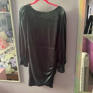 Green Velvet Long Sleeve Cocktail Dress